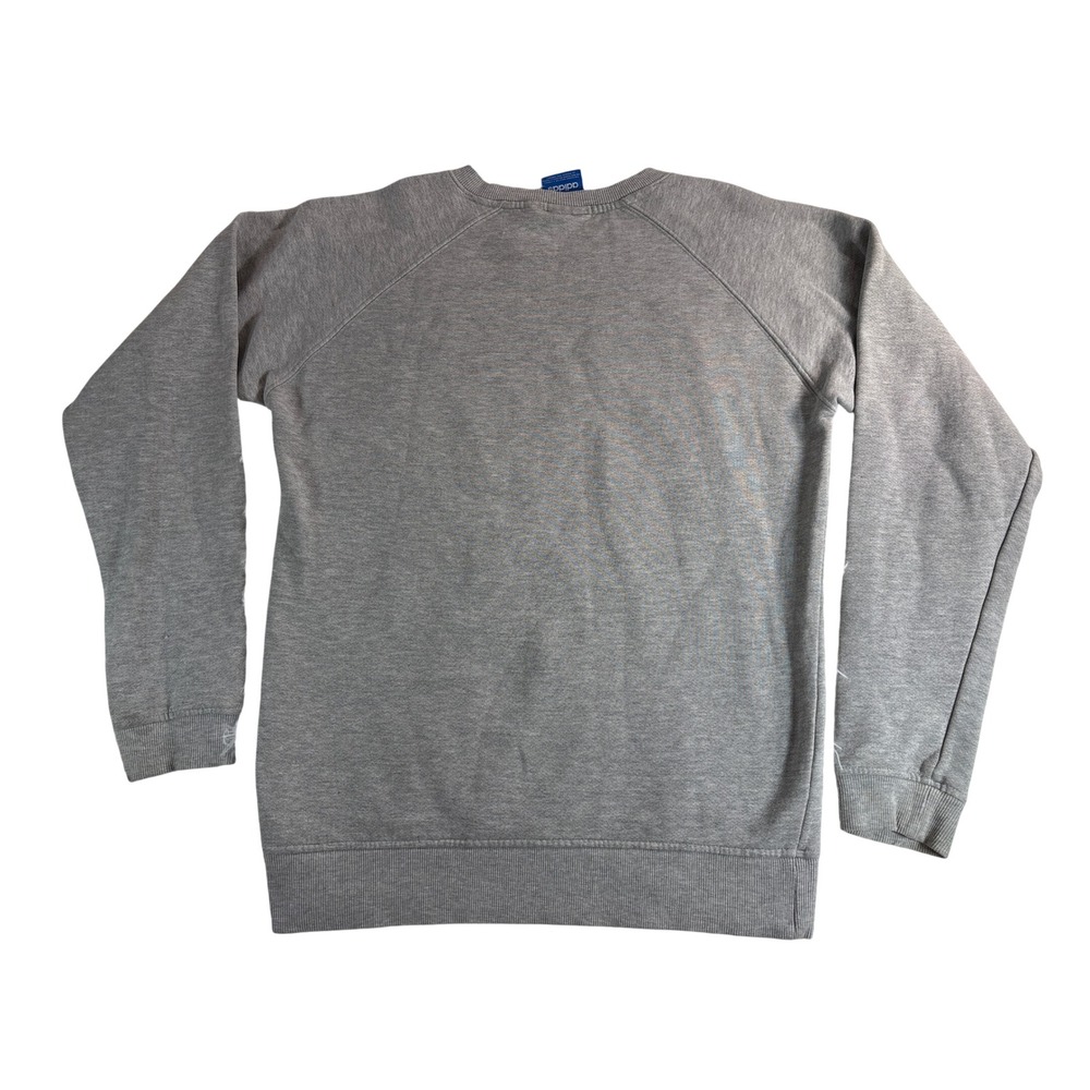 Adidas Originals Mens Heather Grey Graphic Trefoil Raglan Sweatshirt Medium M - Picture 2 of 11
